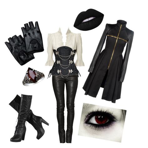 "Huntress" by kandykuahgoddess on Polyvore featuring Balmain, Gareth Pugh and Lime Crime Vampire Hunter Aesthetic Outfit, Medieval Aethstetic, Volturi Outfits, Vampire Huntress, Vampire Dress, Vampire Diaries Outfits, Hunter Outfit, Warrior Outfit, Movie Inspired Outfits