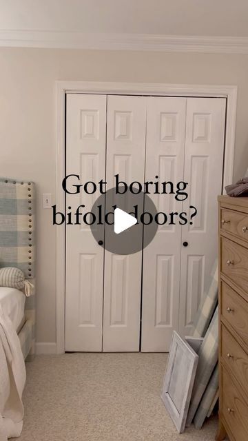 Fluted Bifold Doors, Bi Fold Doors Closet, Bifold Door Closet Organization Ideas, Bifold Closet Doors Handles, Closet Door Inspiration, Closet Door Design Ideas, Pantry With Bifold Doors, How To Update Closet Doors, Transform Closet Doors