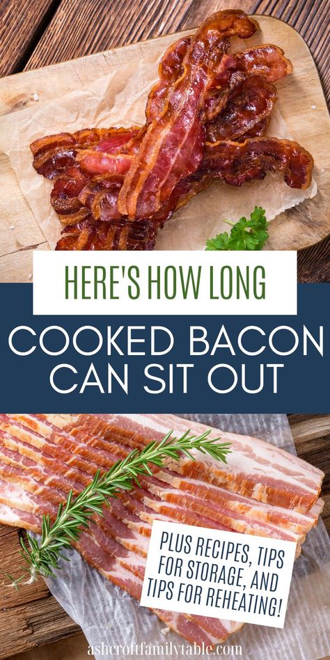 Pinterest graphic with text and an image collage with cooked and uncooked bacon. Canned Bacon, Leftover Candy, Bacon Sandwich, Cooking Bacon, Candied Bacon, Sit Out, Recipes To Try, Bacon Recipes, Yummy Recipes