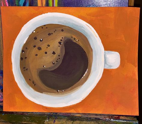 Coffee Drawing, Coffee Painting, Coffee Theme, Easy Canvas Painting, Canvas Painting Designs, Diy Canvas Art Painting, Watercolor Wall Art, Book Art Drawings, Diy Art Painting