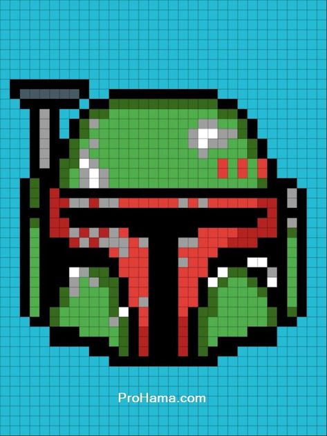 The Mandalorian Perler Beads Pattern Boba Fett Perler Beads, The Mandalorian Perler Beads, Perler Mandalorian, Boba Fett Pixel Art, Starwars Perler Bead Patterns, Star Wars Pixel Art Grid, Perler Beads Star Wars, Star Wars Perler Bead Patterns, Star Wars Pixel Art