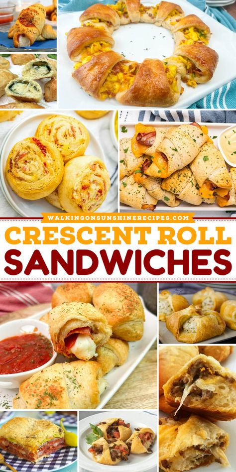 These easy-to-make recipes will have you wondering why you ever settled for a plain sandwich in the first place. Get ready to say goodbye to boring lunches and hello to a whole new world of sandwich possibilities! Sandwiches Using Crescent Rolls, Italian Sandwich Recipe Crescent Rolls, Crescent Roll Sandwich Recipes, Sandwich Rings Crescent Roll, Crescent Roll Sandwiches, Crescent Sandwiches, Easy Crescent Roll Recipes, Kid Sandwiches, Breakfast Crescent Rolls