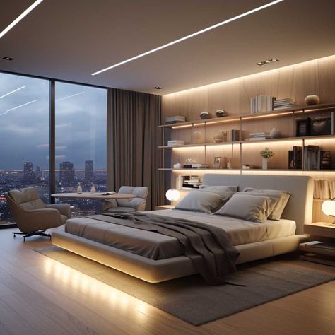 Room Decor Bedroom Big Space, Dream Room Aesthetic Luxury, Modern Bedroom Big Windows, Bedroom Idea Big Room, Big Bedrooms Ideas, Big Room Design Bedrooms, Large Bedrooms Ideas, Bedroom Ideas Big Bed, Large Room Decorating Ideas Master Bedrooms