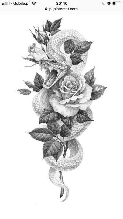 Small Image Tattoos For Women, Snake And Roses Tattoo, Animal Sleeve Tattoo, Cross Tattoos For Women, Snake Tattoo Design, Pieces Tattoo, Roses Tattoo, Chest Piece Tattoos, Spine Tattoos