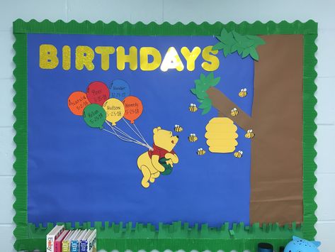 Winnie The Pooh Infant Room Daycare, Hundred Acre Woods Classroom, Winnie The Pooh Birthday Board, Honey Bulletin Board, Winnie The Pooh Daycare Room, Winnie The Pooh Classroom Theme Bulletin Boards, Winnie The Pooh Classroom Decorations, Winnie The Pooh Classroom Door, Infant Birthday Board Ideas