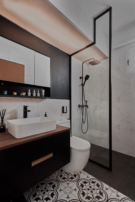 Inside a Restful HDB Home That’s Built Not for Two, But Four | Qanvast Toilet Singapore Hdb, Hdb Home Decor Singapore, Bto Renovation Ideas, Hdb Bto Toilet Bathroom Ideas, Bto Toilet Ideas, Rest Room Design Bathroom, Toilet Design Modern Interiors, Hdb Toilet Design Singapore, Hdb Bto Toilet