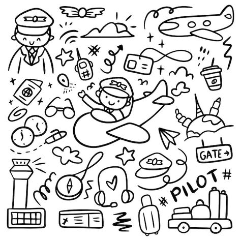 Aeroplane Doodle, Plane Doodle, Plane Drawing, Travel Doodles, English Learning Books, Learning Books, Easy Drawings For Kids, Small Drawings, Doodle Illustration