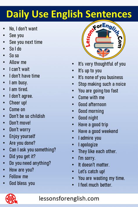 50 English Sentences Used in Daily Life 50 English Sentences Used in Daily Life Some phrases are simple when speaking in English, and they appear quite often in everyday use. By learning such sentence and question patterns, you can create very comfortable dialogues and easily respond to messages/emails. By learning the most basic English sentence patterns and question sentences, you can start to dialogue in all areas very easily. These patterns, especially used in everyday life, can also be ... Easy English Sentences For Kids, Basic Sentences In English, Easy Sentences In English, Words For Sentence Making, Easy English Sentences, Basic Sentences In English For Kids, English Speaking Pattern, English Dialogues For Beginners, Basic Words In English