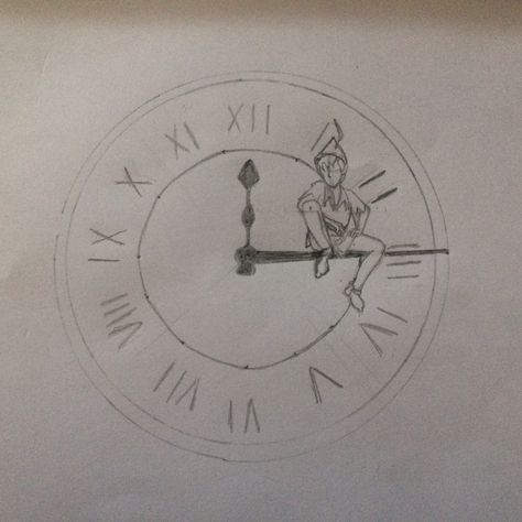 Peter Pan Drawing Ideas, Peter Pan And Tinker Bell Tattoo, Peter Pan Tattoo Ideas Inspiration, Peter Pan Drawing Sketches, Peter Pan Inspired Tattoos, Peter Pan Drawing Easy, Peter Pan Embroidery, Neverland Drawings, Fantasy Drawings Easy