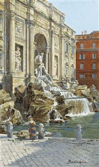 THE TREVI FOUNTAIN IN ROME Fountain In Rome, Rome Painting, The Trevi Fountain, Architecture Antique, Venice Painting, Chateau Versailles, Rome Antique, Trevi Fountain, Classic Paintings