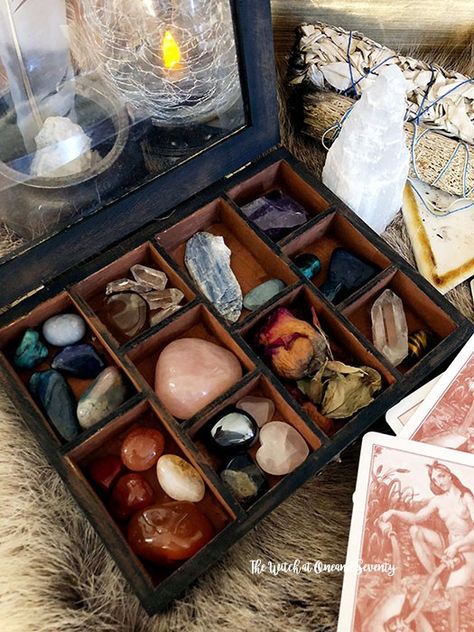 Dark Packaging, Witch Cabinet, Crystal Storage, Crystal Room Decor, Jar Display, Home Interior Accessories, Pagan Decor, Crystal Room, Healing Room