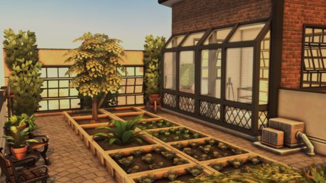 Sims 4 Industrial Build, Sims Industrial House, Sims 4 Industrial House, Sims Apartment Building, Sims 4 Penthouse Ideas, Ts4 Apartment, Sims4 Apartment, Sims 4 Industrial, Apartment Design Architecture