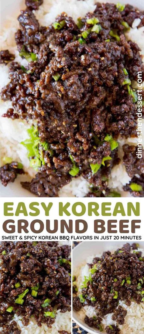 Sweet and Spicy Korean Ground Beef with all the flavors of your favorite Korean BBQ but for a third of the cost and kid friendly! Cheater Korean Beef, Korean Beef With Ground Beef, Ground Beef Bulgogi Recipe Easy, Korean Hamburger Recipe, Korean Beef Recipe Ground, Korean Bbq Ground Beef, Turkey Bulgogi, Korean Ground Turkey, Ground Beef Bulgogi