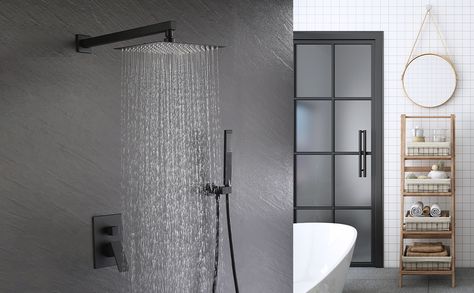 Black Rain Shower Head, Led Shower Head, Dual Shower Heads, Luxurious Showers, Shower Holder, Black Rain, Shower Faucet Sets, Rainfall Shower Head, Tub Spout