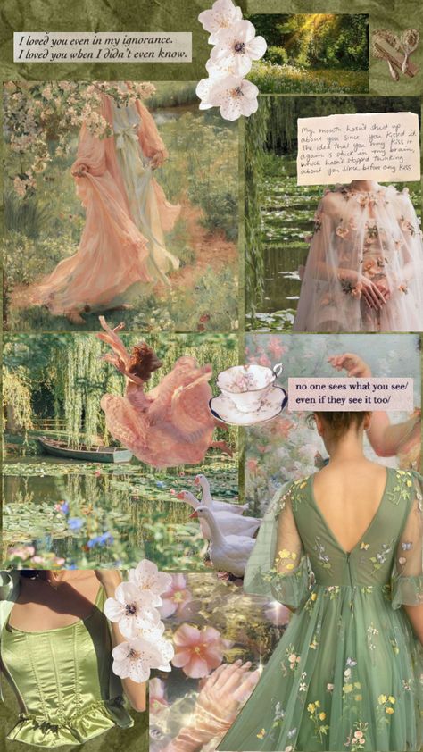 #romance #romanticperiod #spring #aesthetic #femininegaze #flowy #aesthetic #pastoral Spring Fantasy Aesthetic, Pastoral Aesthetic, Sage Green Ethereal Aesthetic, Romantasy Aesthetic Wallpaper, Faerie Aesthetic Wallpaper, Goddess Of Spring Aesthetic, Romantic Period, What You See, Phone Wallpaper