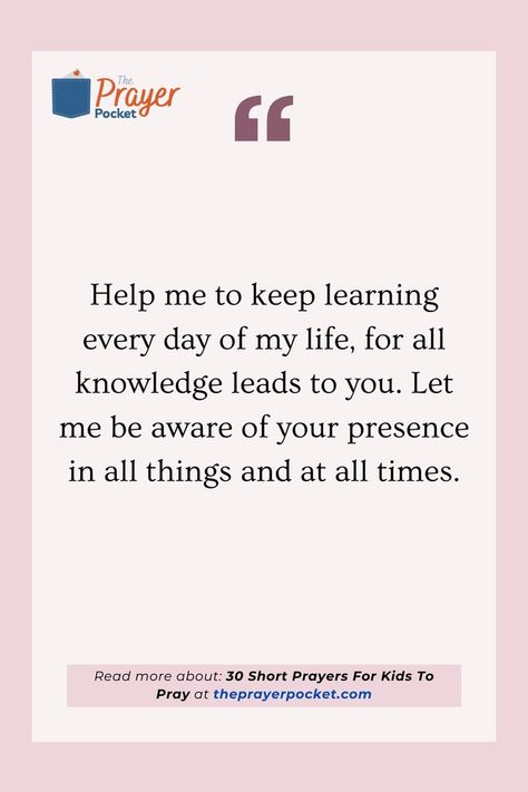 Encourage your kids to connect with God through these short and simple prayers. Instill the importance of prayer in their daily lives with these heartfelt words. Prayer Before Exams For Students, Short Prayer For The Day, Short Prayers For School Assembly, Short Prayer For School, Short Prayers Before Bed, Short Prayer For Students, Short Prayer Before Class, Prayers For Bedtime, Prayer Before Exam