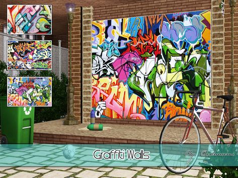 Sims 3 Worlds, Mod Wall, Horizontal Wall Art, Sims 4 Cc Furniture, Graffiti Wallpaper, Sims 4 Cas, Sims 4 Build, Sims Community, Painting Studio