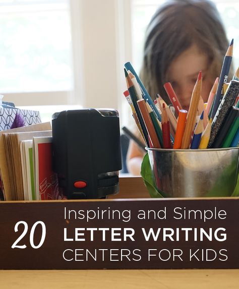 Amazing and Simple Letter Writing Centers for Kids | TinkerLab.com Author Writing Space, Informal Letter Writing For Kids, Letter Writing Station, Santa Letter Writing Station, Writing Center Materials, Preschool Language Arts, Writing Centers, Write Letters, Writing Station