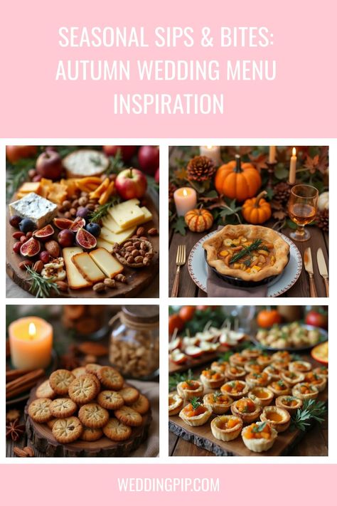 Toast to love with fall-inspired drinks and dishes! 🍎🥃 Discover the perfect autumn wedding menu ideas, from signature cocktails to decadent desserts. Learn how to incorporate seasonal flavors and create a memorable dining experience for your big day.

Click for the article! 🍁🍽️

#AutumnWeddingMenu #FallWeddingIdeas Fall Wedding Food Ideas, Fall Wedding Food, Wedding Cocktail Hour Food, Fall Wedding Desserts, Fall Inspired Drinks, Fall Wedding Menu, Wedding Entrees, Wedding Menu Ideas, Soup Shooters