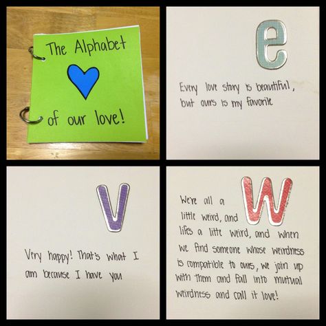 The Alphabet of our love book! Quote and memories! Abc Of Love For Boyfriend Gift Ideas, Alphabet Of Our Love, Love For Boyfriend, Jay Birthday, Coupon Book Diy, Coupon Books, Boyfriend Scrapbook, Love Scrapbook, Diy Coupons