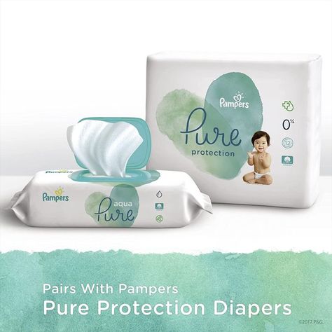 Pampers Aqua Pure Sensitive Water Baby Diaper Wipes, Hypoallergenic & Unscented, 8 pack - 448 Count Pampers Wipes, Water Wipes, Pampers Swaddlers, Baby Registry Must Haves, Wet Wipes, Baby Protection, Pure Water, Baby Diaper, Wet Wipe