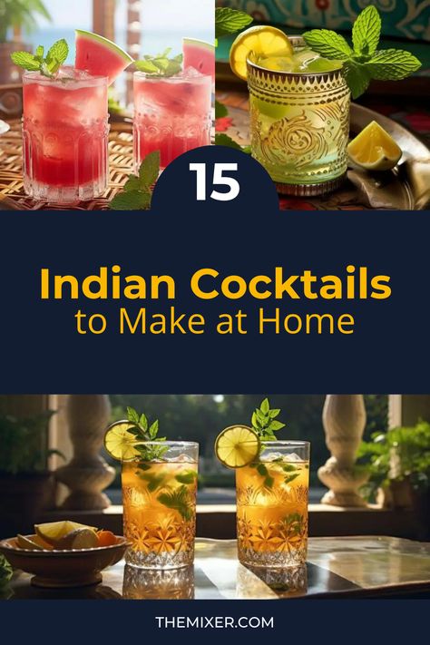 If your vacation budget only has room for a staycation, don’t stress. Come with us for a sultry Indian escape via the wonderful world of cocktails. With just a sip, these 15 drinks will transport you to a balmy summer beach. 🥭 🌞🍹 Indian Cocktails Recipes, Indian Cocktail Recipes, Indian Summer Drinks, Diwali Drink Ideas, Indian Inspired Cocktails, Indian Mocktail Recipe, Diwali Cocktails, Xmas Jam, Indian Cocktails