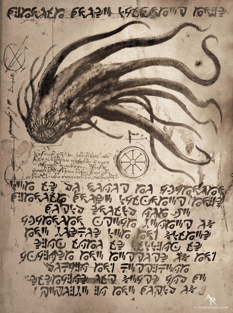 Fantasy Creatures Mythology, Grimoire Pages, Lovecraftian Horror, Dark Books, Eldritch Horror, Cthulhu Mythos, Witchcraft Spell Books, Cosmic Horror, Grunge Art