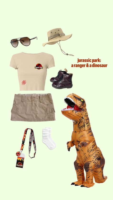 super cute for jurassic park lovers Jurassic Park Costume, Everyday School Outfits, Universal Studios Outfit, Jurrasic Park, Couples Costume, Halloween House Party, Adventure Outfit, Halloween Costume Outfits, Group Halloween Costumes