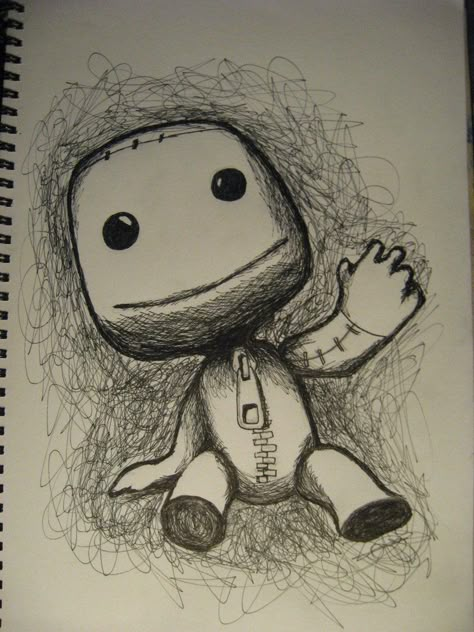 Sackboy Sackboy Drawing, Little Big Planet Tattoo, Planet Sketch, Drawings On Lined Paper, Sack Boy, She Just Like Me Fr, Planet Drawing, Little Big Planet, Planet Tattoos