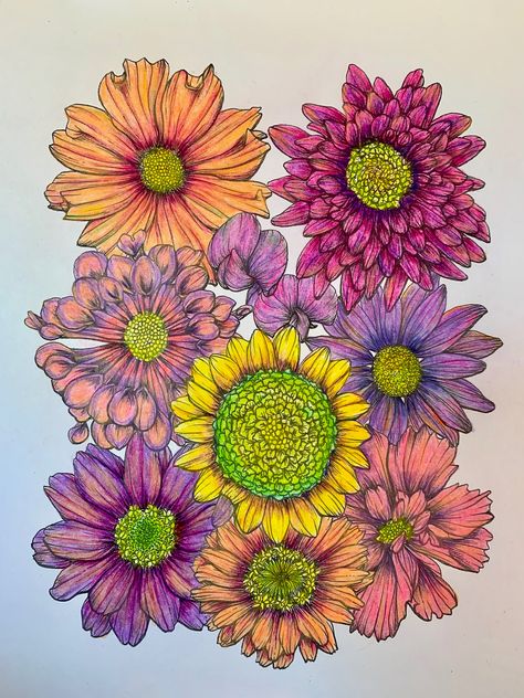 Print by Kendra Keitel Colored by Tina Black Colouring Pages For Adults Finished, Coloring Pages For Adults Flowers, Finished Coloring Pages For Adults, Finished Coloring Pages, Colouring Pages For Adults, Colouring Ideas, Coloring Ideas, Gift Inspo, Coloring Pages For Adults