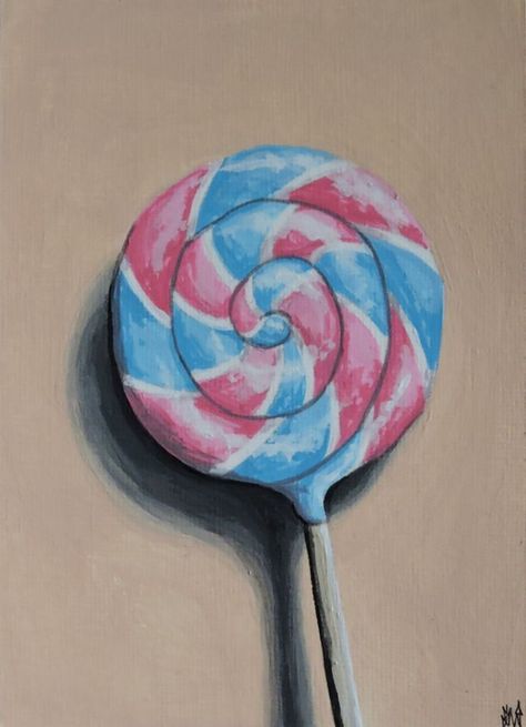 Lolipop Art, Lollipop Painting, Lollipop Drawing, Lollipop Art, Acrylic Painting Pink, Blue Lollipop, Candy Drawing, Candy Sticks, Kid Art