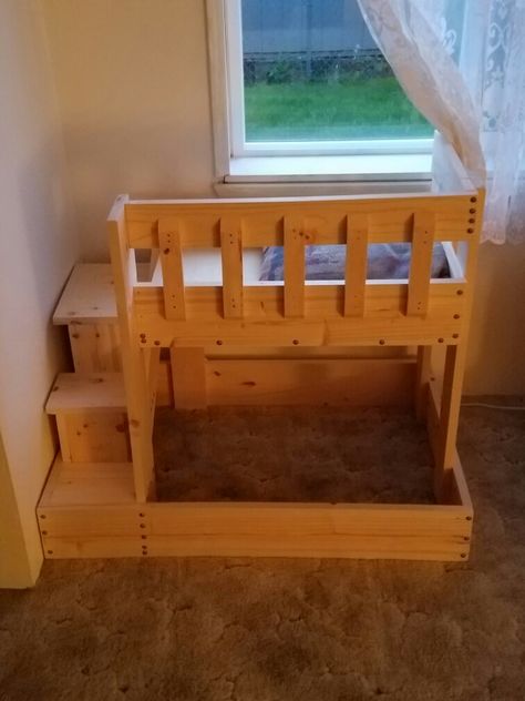 Bunk Bed For Dogs, Diy Dog Loft Bed, Window Dog Bed, Indoor Dog House Ideas, Dog Window Perch, Large Dog Bunk Beds Diy, Dog Bed With Roof, Loft Bed With Dog Ramp, Dog Window Seat