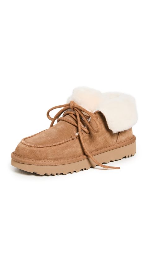 PRICES MAY VARY. Suede and sheepskin upper 17mm UGGplush wool lining 17mm UGGplush wool insole Treadlite by UGG outsole for comfort 3" shaft height Uggs Moccasins, Ugg Booties, Ugg Womens, Comfy Slippers, Deer Skin, Dream Shoes, Womens Uggs, Ugg Shoes, Brown Boots