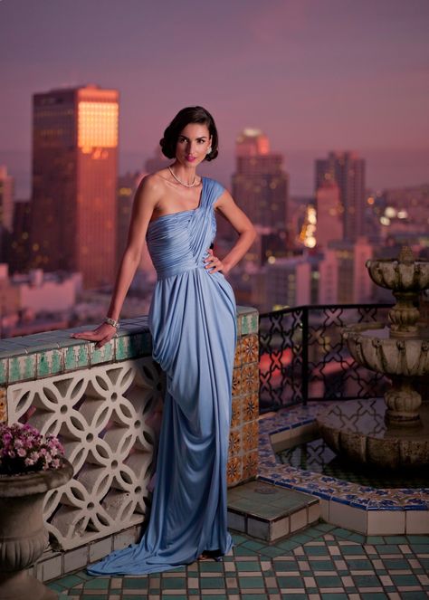 Periwinkle Dress Formal, Periwinkle Gown, Eva Gardner, Periwinkle Dress, California Fashion, Fancy Frocks, Grace Beauty, Strapless Gown, Silk Gown