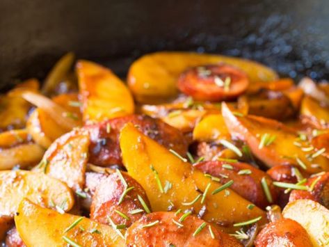 Kielbasa Apple Onion Skillet How To Cook Kielbasa, Slow Cooker Kielbasa, Kielbasa And Cabbage, Sausage And Potatoes, Kielbasa Recipes, Kielbasa Sausage, Kielbasa, Smoked Sausage, Sausage Recipes