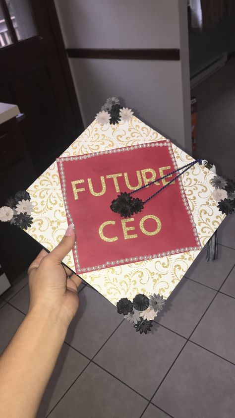 Decorate graduation cap, business, finance degree, future ceo, red, black, gold Marketing Degree Graduation Cap, Business Administration Graduation Cap, Business Management Graduation Cap, Healthcare Administration Graduation Cap, Finance Graduation Cap, Graduation Cap Designs College Business, Business Degree Graduation Cap, Business Degree Graduation Pictures, Business Grad Cap