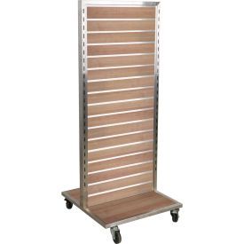 Slat Wall Merchandiser, Two Sided, 25"W x 25"D x 54"H, with Castors - Maple Louvered Wall, Wire Grid Wall, Baby Store Display, Slat Walls, Slat Wall Display, Slatwall Accessories, Grid Wall, 2024 Ideas, Store Fixtures