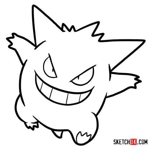 Gengar Tattoo, Easy Pokemon Drawings, Dawn Pokemon, Pokemon Coloring Sheets, Outline Pictures, Gengar Pokemon, Pokemon Sketch, Smile Images, Pokemon Tattoo