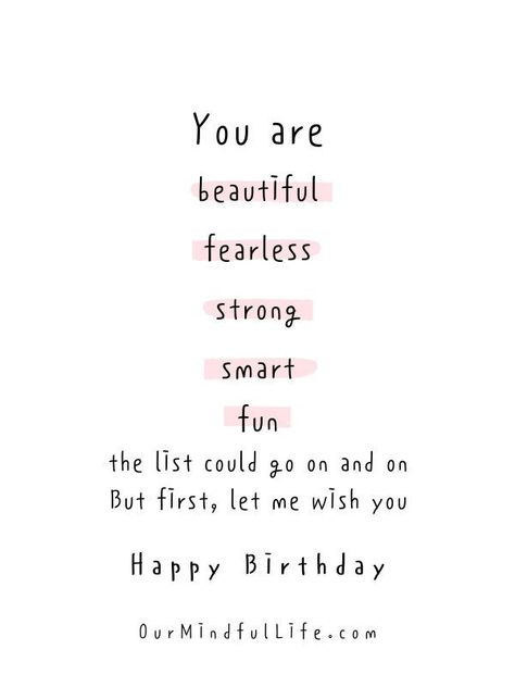 You are beautiful, fearless, strong, smart, fun.- sweet birthday wishes for girlfriend or wife Girlfriend Birthday Wishes Messages, Birthday Quotes For Friends Girlfriends, Sweet Wishes For Best Friend, Birthday For Her Quotes, Sweet Quotes For Sister, Cute Quotes For Birthday, Sweet Birthday Wishes For Best Friend, Cute Wishes For Birthday, Happy Birthday For Her Beautiful