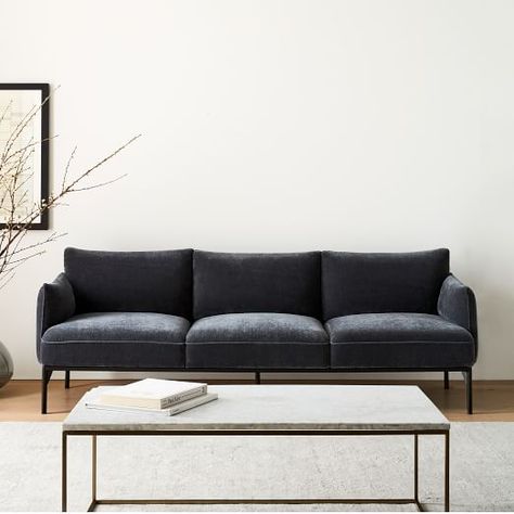 West Elm Sofa, West Elm Kids, Sofa Modern, Contemporary Sofa, Cozy Nook, Room Setup, Charcoal Black, Lounge Furniture, West Elm