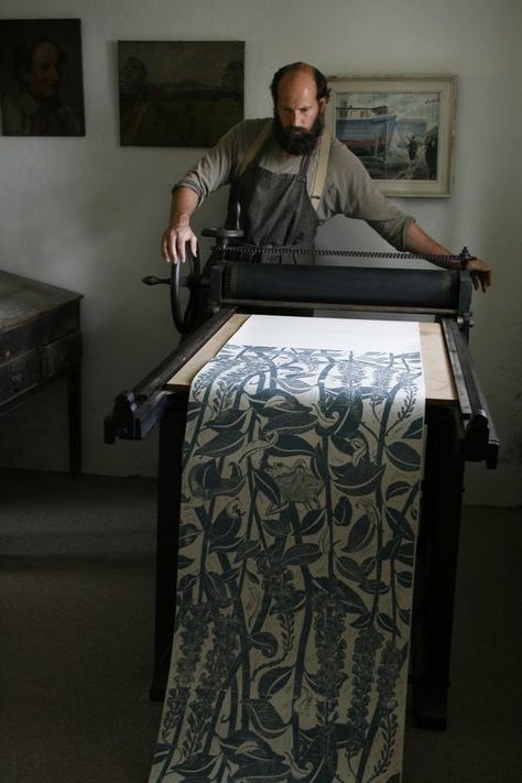 English printmaker Cameron Short Block Print Wallpaper, Local Hero, Lithography, Print Wallpaper, Lino Print, Textile Patterns, Of Wallpaper, Artist At Work, Linocut