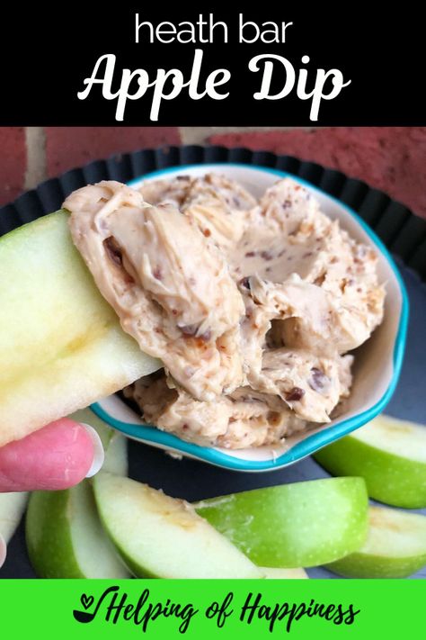 Heath Apple Dip, Heath Bar Apple Dip, Apple Dip Recipe, Super Bowl Snacks, Heath Bar, Heath Bars, Sweet Dips, Apple Dip, Apples And Cheese