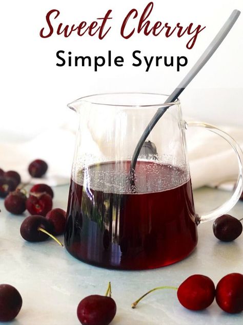 A delicious and easy cherry simple syrup that will make all your cocktails and mocktails so delicious. Cherry Simple Syrup, Cocktails And Mocktails, Cherry Syrup, Simple Syrup Recipes, Cherry Cocktail, Easy Cocktail, Non Alcoholic Cocktails, Frozen Cherries, Cherry Recipes