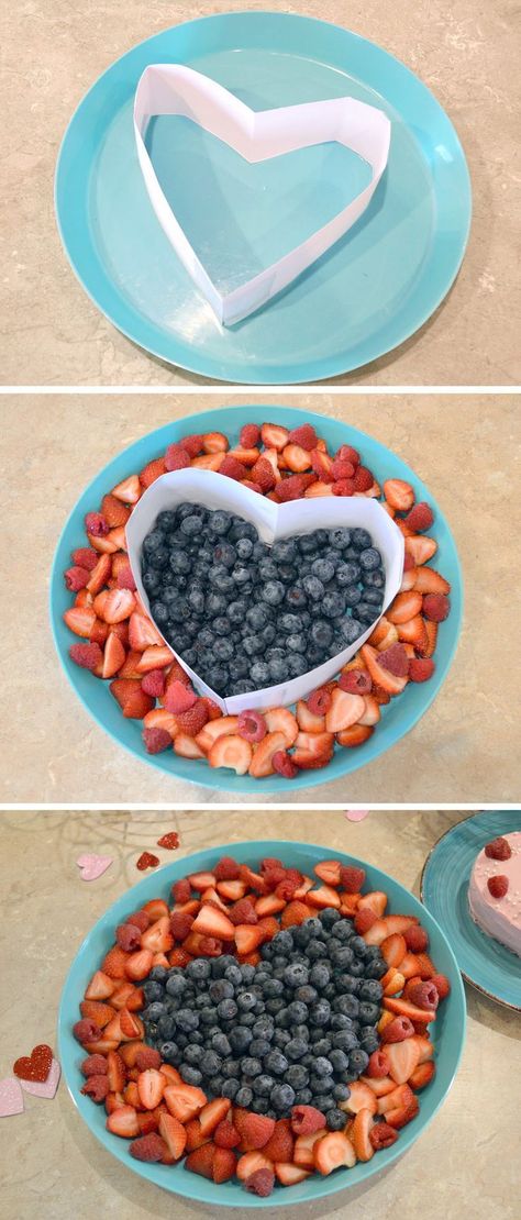 Easy 3-step Heart Fruit Platter for any kids' party or Valentine's Day! Make a heart shaped fruit tray using a simple paper outline. Great Valentine's Day party idea. Valentines Fruit, Shaped Fruit, Fruit Ideas, Heart Fruit, Birthday Snacks, Paper Outline, Fruits For Kids, Breakfast Party, Birthday Breakfast