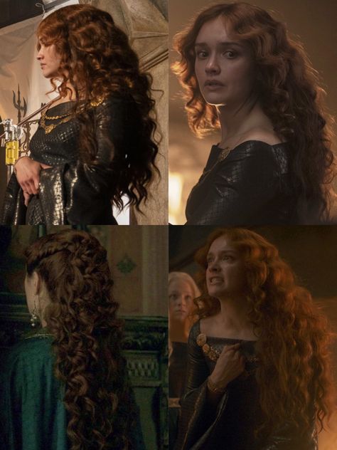 Collage of Queen Alicent’s hair Emo Shag, The Dance Of Dragons, Bob Black Women, Dance Of Dragons, Fluffy Bob, Targaryen Hair, Bob Black, Medieval Hairstyles, Aemond Targaryen