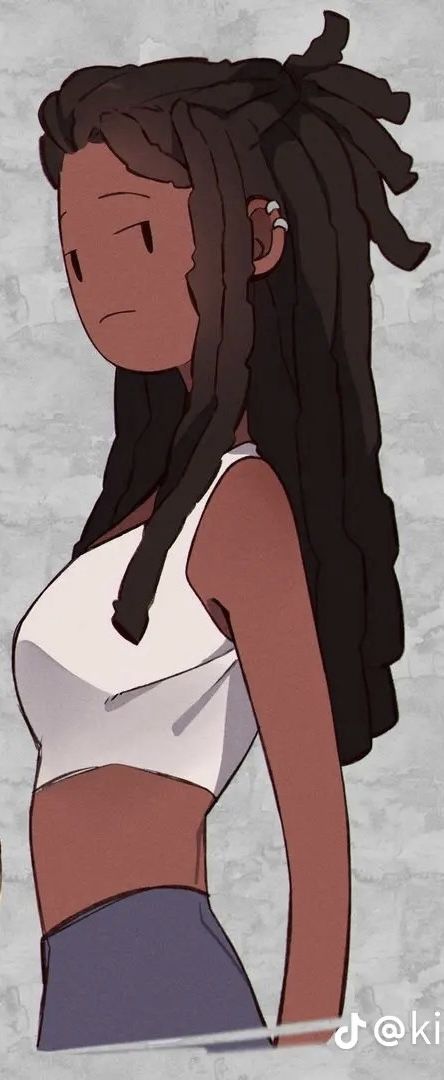 Character Design With Dreads, Black Hair Styles Braids Drawing, Short Curly Hairstyles Drawing Reference, Braids For Black Women Drawing Reference, Drawing Locs Reference, Cartoon Black Hairstyles, Black Hairstyles Drawing Reference Women, Wild Hair Reference, Curly Hair In A Ponytail Drawing