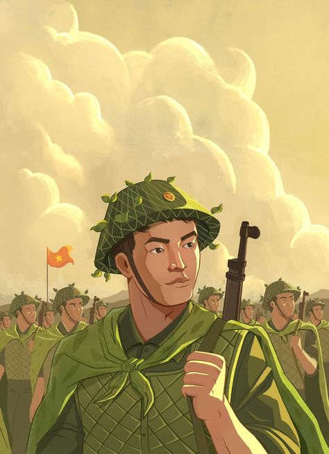 Vietnam Soldier Art, Vietnam Independence Day, Soldier Wallpaper, Pic Drawing, Martyrs' Day, Vietnam History, Vietnam Art, Body Base Drawing, Cardcaptor Sakura