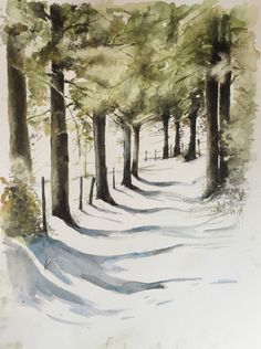 510 Watercolor landscapes ideas | watercolor landscape, watercolor, watercolor art Woods Watercolor, Snow Drawing, Watercolour Winter, Ideas Watercolor, Cold Christmas, Snowy Woods, Forest Watercolor, Watercolor Art Journal, Watercolor Landscapes