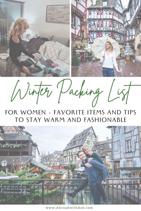 Discover all the essentials to keep you warm and fashionable with my winter packing list for women. These are my tried and true staples for cold weather and winter vacations (most notably Europe). #travel #traveltips #packingtips #winter Winter Packing List Cold Weather, Packing List Cold Weather, Europe Winter Packing, Packing List For Europe, Winter Vacation Packing List, Packing List For Women, Cold Weather Travel, Winter Vacations, Winter Packing List