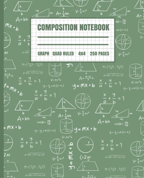 Amazon.com: Composition Notebook: Quad-Ruled Graph Composition Notebook with Cute Math Doodles Drawn on the Dark Olive Green Background for Girls, Boys 6-12 ... 250 7.5x9.25 4x4 Quad-Ruled Pages Paperback: Niva, Ira: Books Cute Math Doodles, Good Notes Notebook Cover, Math Notebook Cover, Procreate Downloads, Goodnotes Covers, Math Doodles, Olive Green Background, Composition Notebook Covers, Math Notebook